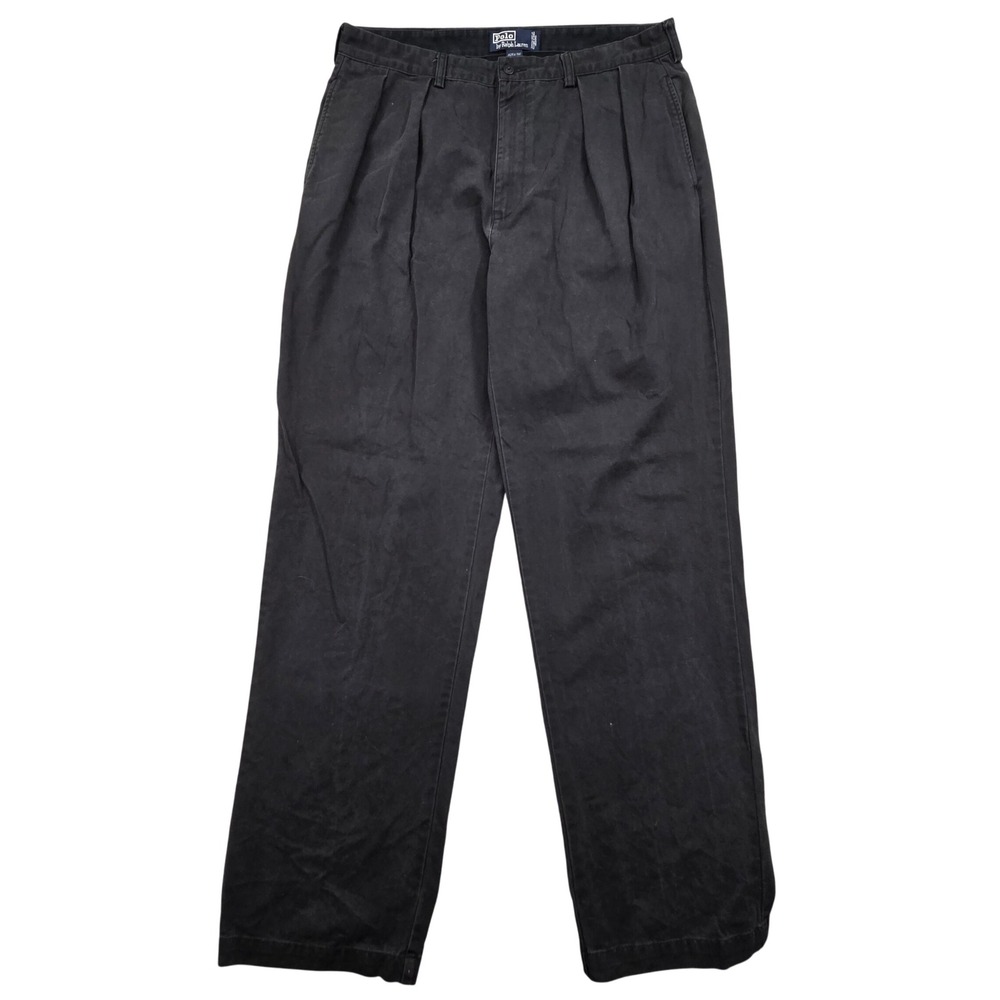 Vintage Polo Ralph Lauren Andrew Chino Pant Mens 38x34 (37x34) Black Pleated